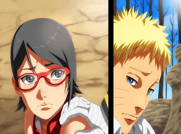 Anime, Boruto: Le film Naruto, Naruto, Naruto Uzumaki, Sarada Uchiha, Fond d'écran HD