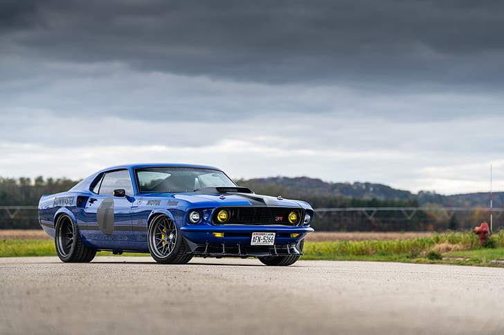 Ford, Road, Mountain, 1969, Ford Mustang, Muscle car, Mach 1, Classic car, Sports car, HRE Wheels, Ford Mustang Mach 1, By RingBrothers, HD tapet