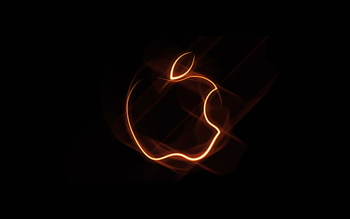 papel de parede digital de logotipo vermelho e preto da Apple, computador, luz, abstração, maçã, fumaça, gás, gadget, HD papel de parede HD wallpaper