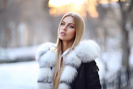  face, fur, long hair, Dmitry Arhar, Alena Filinkova, HD wallpaper HD wallpaper