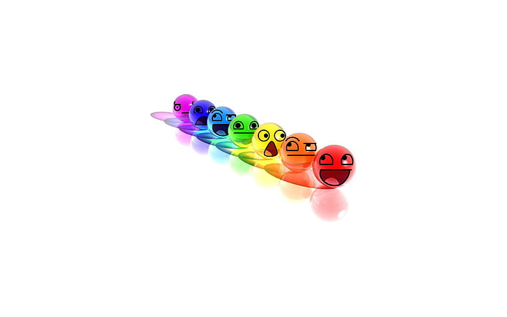 ilustrasi emoji, senyum, bola, penuh warna, Wallpaper HD