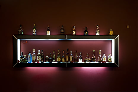 schwarzer und roter Audiomixer, Flaschen, Alkohol, HD-Hintergrundbild HD wallpaper