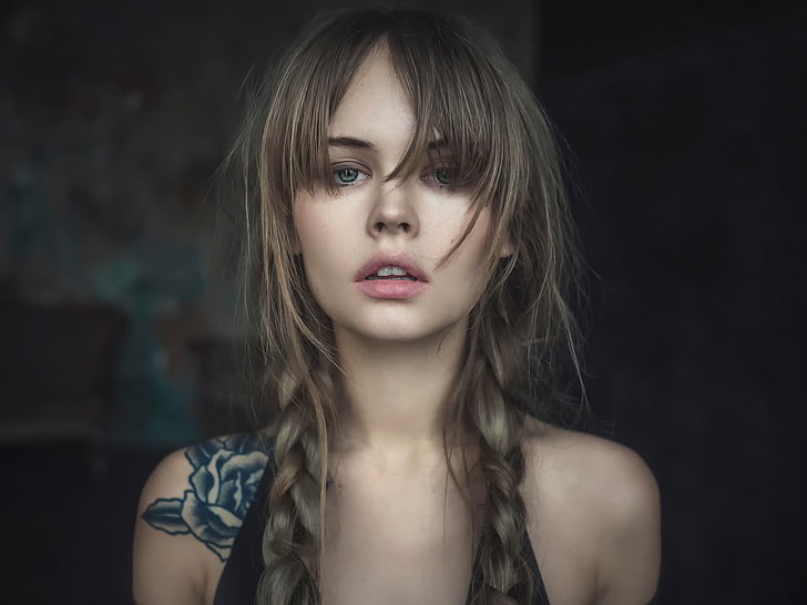 volto di donna, ritratto, tatuaggio, Russia, Nastya, Anastasia Shcheglova, Pavel Smetanin, Sfondo HD