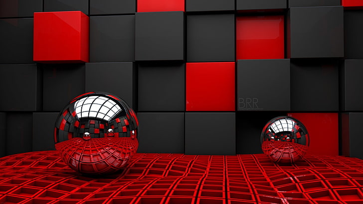 two baoding balls, ball, cube, cubes, glass, metal, plastic, HD wallpaper