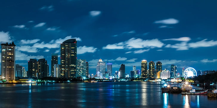 도시 풍경 그림, 도시 풍경, 방콕, HD 배경 화면