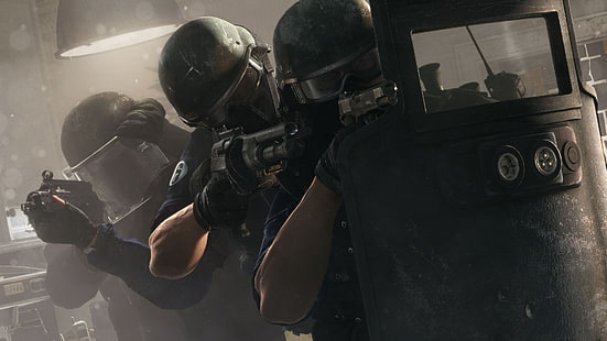 Трое мужчин держат в руках цифровые обои с оружием, Rainbow Six: Siege, Tom Clancy, видеоигры, SWAT, HD обои HD wallpaper