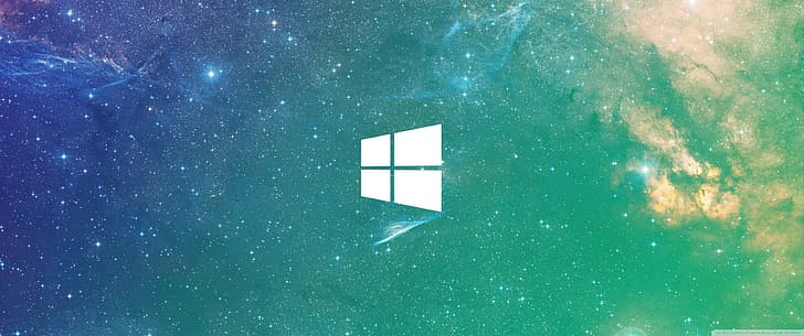 ultrawide, windows logo, space, HD wallpaper