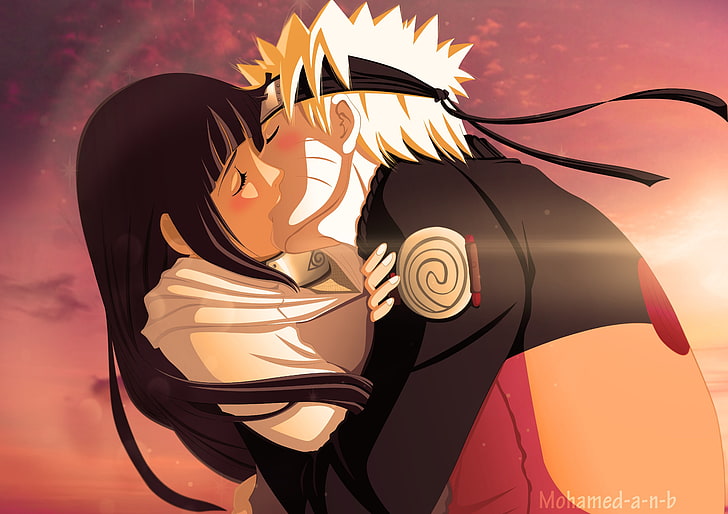 วอลล์เปเปอร์ Naruto และ Hinata ศิลปะดิจิตอลอะนิเมะ Naruto Shippuuden Hyuuga Hinata จูบคู่ Uzumaki Naruto, วอลล์เปเปอร์ HD