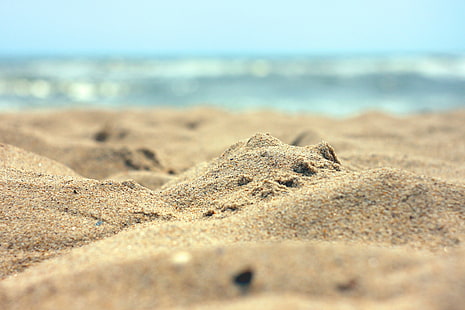 Playa de arena, macro, playa, mar, agua, verano, naturaleza, paisaje, olas, arena, Fondo de pantalla HD HD wallpaper