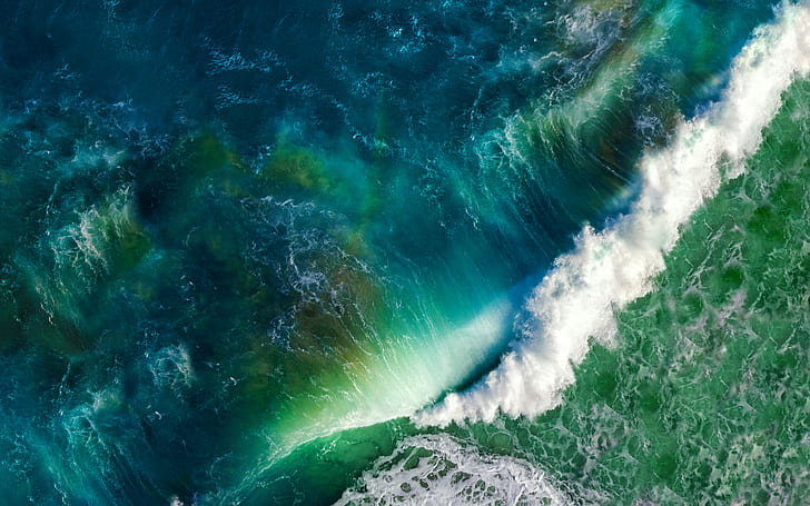 Ocean Waves iOS Stock 5K, Waves, Ocean, Stock, iOS, HD тапет
