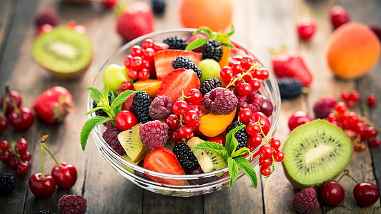 buah-buahan, makanan alami, buah, makanan, makanan lokal, makanan super, makanan diet, makanan vegetarian, raspberry, stroberi, kiwi, kismis, beri, blackberry, Wallpaper HD HD wallpaper