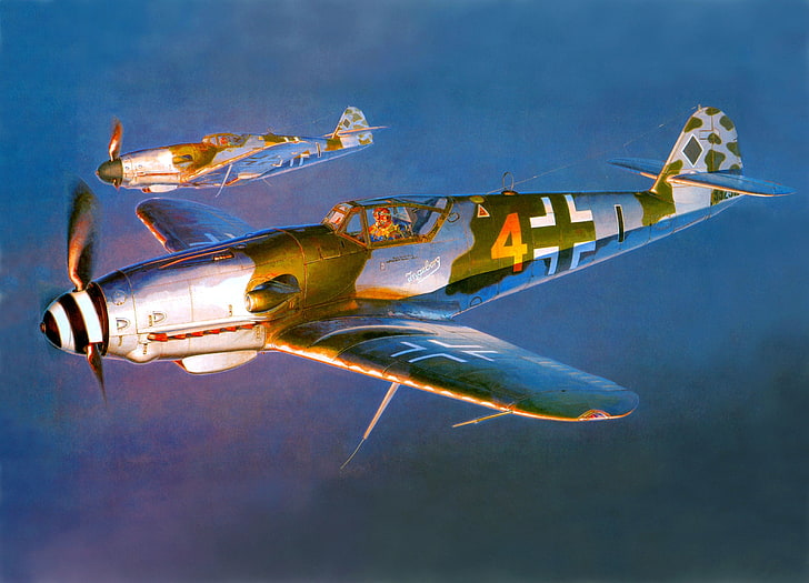 Messerschmitt, Messerschmitt Bf-109, II wojna światowa, Niemcy, wojsko, samoloty, samoloty wojskowe, Luftwaffe, samolot, Tapety HD