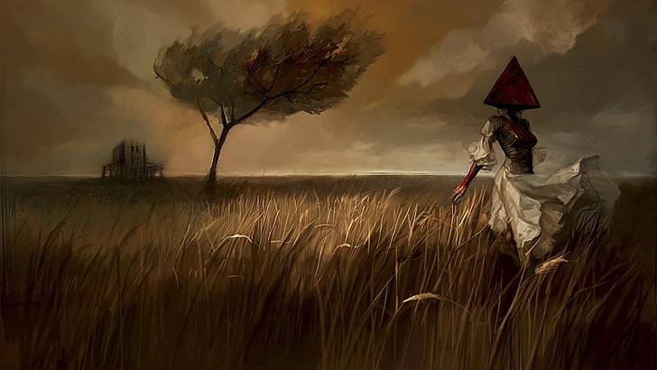 Frau steht in der Mitte des Feldgemäldes, Silent Hill: HD Collection, HD-Hintergrundbild