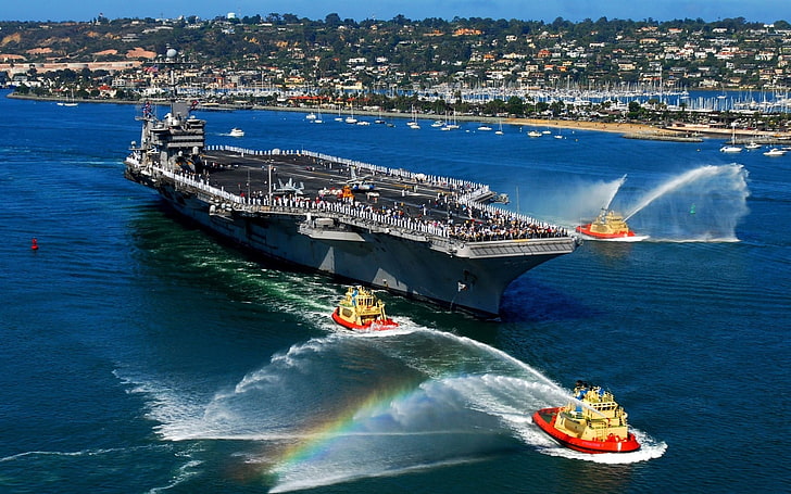 gray and black aircraft carrier ship, ship, aircraft carrier, HD wallpaper