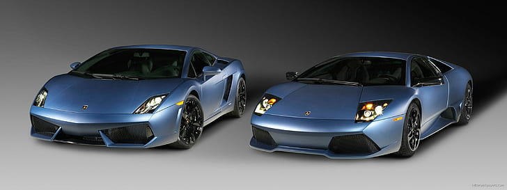 Lamborghini Gallardo Dual Monitor, dos autos de lujo grises, lamborghini, gallardo, dual, monitor, autos, Fondo de pantalla HD