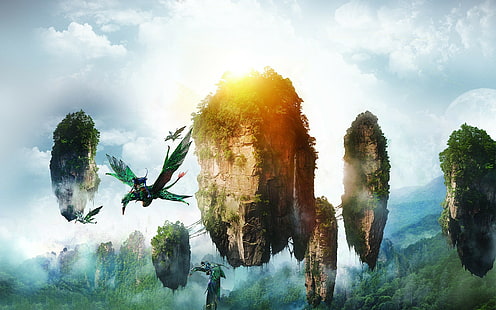 Avatar, Schwimmende Insel, Fliegen, Neytiri, HD-Hintergrundbild HD wallpaper
