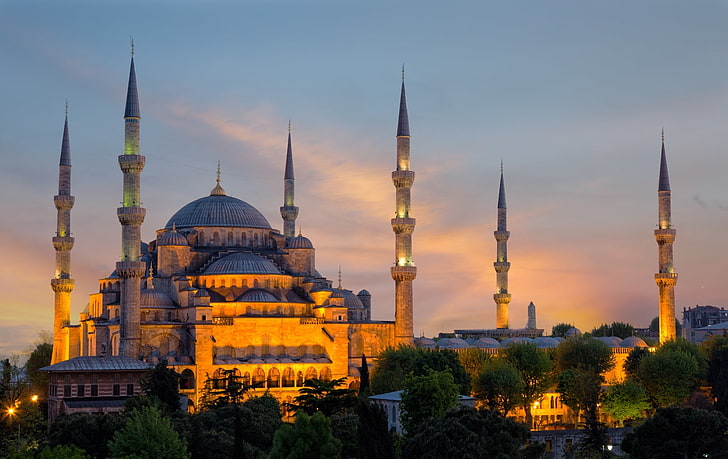 sultan ahmed, evening, istanbul, City, HD wallpaper