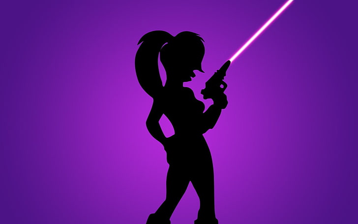silhueta de mulher com ilustração de arma laser, Futurama, Leela (Futurama), HD papel de parede