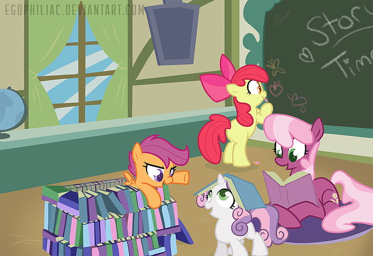 TV Show, My Little Pony: Friendship is Magic, Apple Bloom, Cheerilee, My Little Pony, Scootaloo (My Little Pony), Sweetie Belle, Vector, HD wallpaper