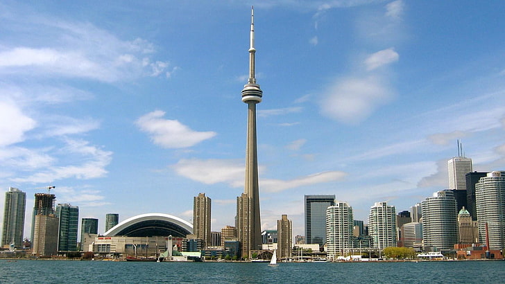 Канада, Торонто, CN кула, най-добрият, HD, свеж, заключен екран, град, HD тапет