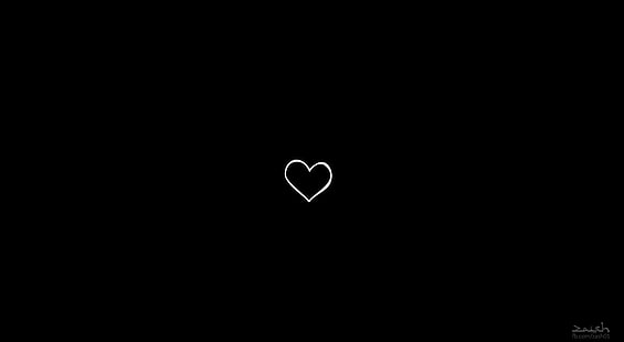 Little Heart, ilustrasi hati putih, Aero, Black, White, Heart, Cute, Wallpaper HD HD wallpaper