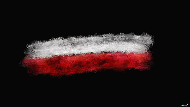 Polen, Flagga, Abstrakt, Minimalism, Röd, Vit, Svart bakgrund, Polen, flagga, abstrakt, minimalism, röd, vit, svart bakgrund, HD tapet