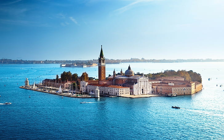 city, Europe, building, water, San Giorgio Maggiore, Venice, Italy, HD wallpaper