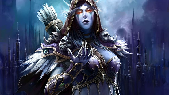 Силванас Уиндрънър, World of Warcraft, видео игри, фантастично момиче, стрели, HD тапет HD wallpaper