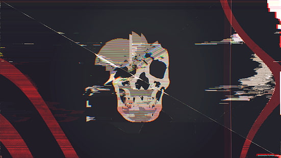 глюк искусство череп абстрактный киберпанк вебпанк, HD обои HD wallpaper