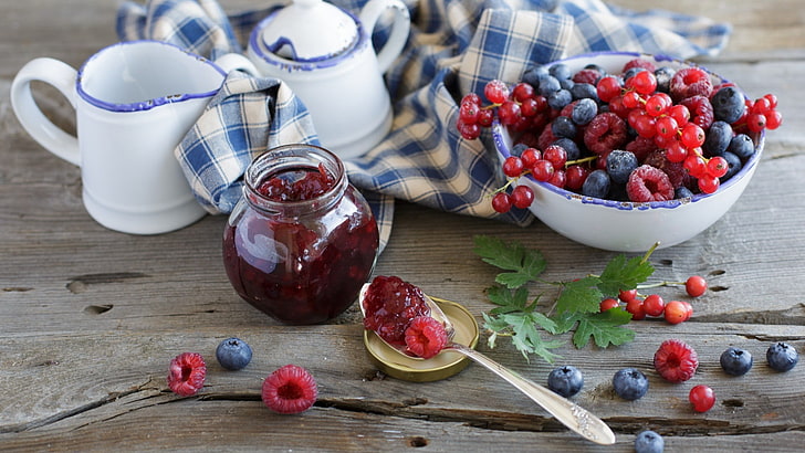 blueberry fruit, food, blueberries, raspberries, fruit, cherries (food), HD wallpaper