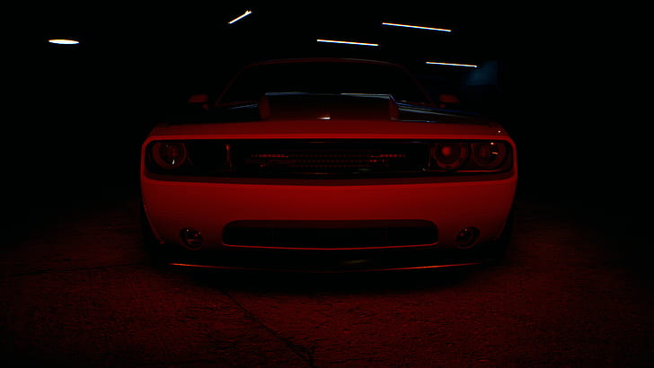 rouge, Need for Speed, Dodge Challenger, Fond d'écran HD
