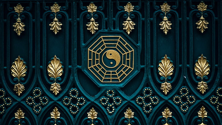 puerta, decoración, patrón, simetría, diseño, religión, budismo, yin yang, asia, símbolo, zen, budista, símbolo espiritual, espiritual, Fondo de pantalla HD