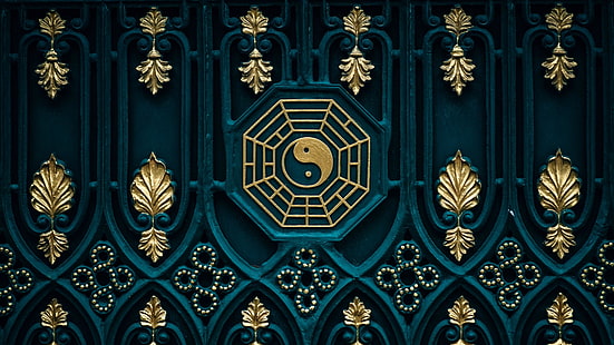puerta, decoración, patrón, simetría, diseño, religión, budismo, yin yang, asia, símbolo, zen, budista, símbolo espiritual, espiritual, Fondo de pantalla HD HD wallpaper