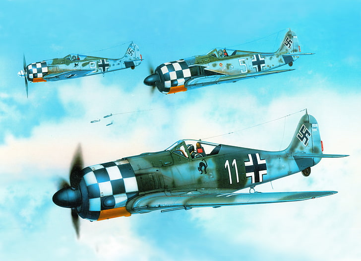 the sky, figure, art, fighters, aircraft, WW2, German, single, personal markings, George Scott, &quot;Focke-Wulf &quot; Fw 190A6, arched black cat, the first plane, HD wallpaper