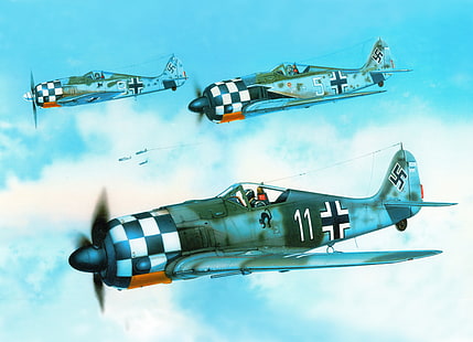 langit, figur, seni, pesawat tempur, pesawat terbang, WW2, Jerman, tunggal, tanda pribadi, George Scott, & quot; Focke-Wulf & quot;Fw 190A6, kucing hitam melengkung, pesawat pertama, Wallpaper HD HD wallpaper