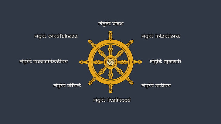 коричневое корабельное колесо, иллюстрация, минимализм, буддизм, колесо дхармы, HD обои