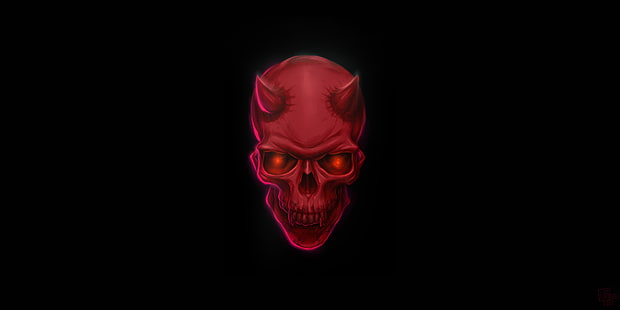  simple background, black background, skull, Devil, fantasy art, HD wallpaper HD wallpaper