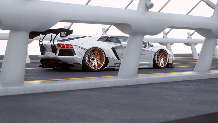 carro, veículo, carros brancos, Lamborghini, Lamborghini Aventador, HD papel de parede