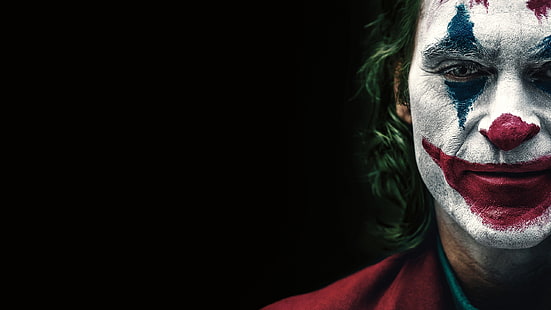 cara, Joker, fondo negro, maquillaje, Joaquin Phoenix, Fondo de pantalla HD HD wallpaper