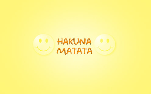 fond blanc avec superposition de texte orange, minimalisme, mots, fond jaune, sourire, Le Roi Lion, émoticônes, Timon & amp;Pumbaa, la phrase du dessin animé, Timon et Pumbaa, Hakuna Matata, Fond d'écran HD HD wallpaper
