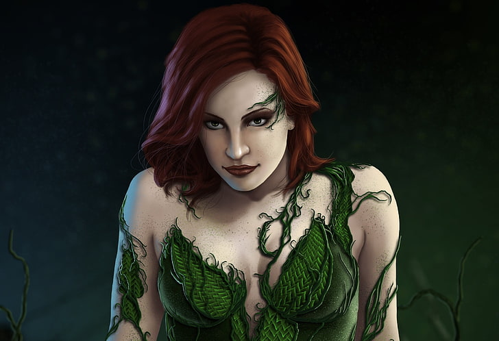 robe traditionnelle fleurie verte et rose pour femme, illustration, Poison Ivy, Fond d'écran HD