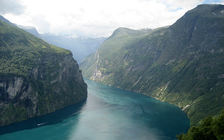 Geirangerfjord, Norway, mountains, Geiranger, nature, fjord, landscape, HD wallpaper