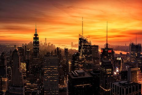 New York City morning, USA, morning, city, evening, new York, HD wallpaper HD wallpaper