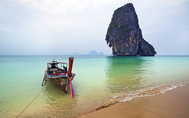 лодка, таиланд, пляж, HD обои