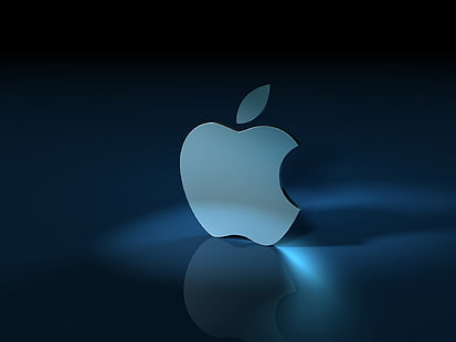 애플 브랜드 로고, 기호, 애플, 파란색 배경, HD 배경 화면 HD wallpaper