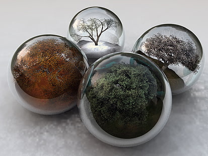 احتجزوا الفصول الأربعة داخل زجاج زجاجي يعيدون الأشجار إلى 2048x1536 Nature Seasons HD Art، خلفية HD HD wallpaper