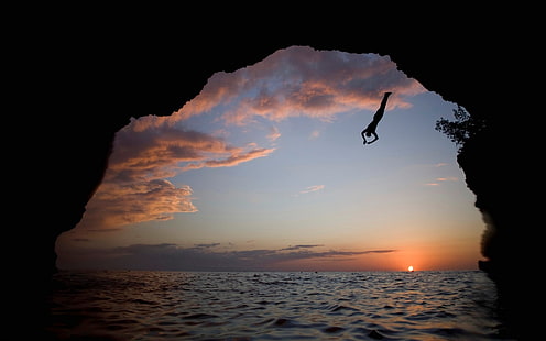 cliff diving, HD wallpaper HD wallpaper