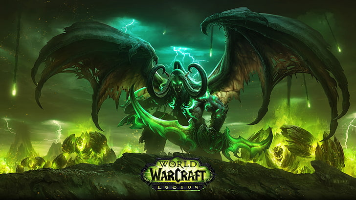 World of Warcraft Legion цифровые обои, World of Warcraft: Legion, Иллидан Ярость Бури, World of Warcraft, видеоигры, World of Warcraft Legion, Иллидан, демон, HD обои