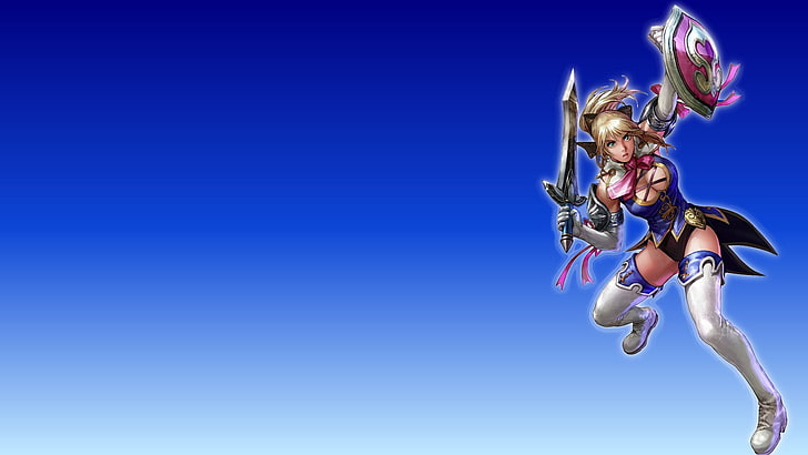 женщина, держащая щит и меч, иллюстрация, видеоигры, душа калибра, Кассандра Александра, HD обои