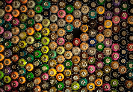 assorted-color spray paint can lot, aerosol paint, paint, colorful, HD wallpaper HD wallpaper